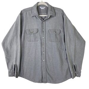 Five Brother Mens Gray Flannel Work Shirt XL Tall Button Up Made in USA Vintage